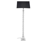 Orsina Large Faceted Floor Lamp, Nickel Finish Textured Cubic Base, Contemporary Floor Light With White Fabric in Black Orsina Black