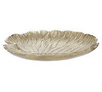 Orsina Large Gold Finish Lotus Leaf Plate With Sculptural Design, Stylish Decorative Plate For Displaying Candles