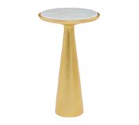 Orsina Large Gold Side Table With Conical Base, Unique Gold Finished Round Bedside Table, White Marble Side Table Orsina Gold