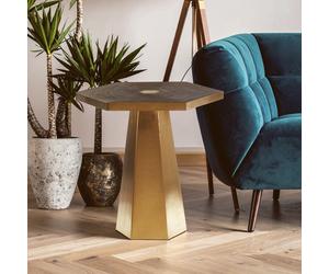 Orsina Large Hexagon End Table For Dining Area, Elegant Gold Finish Bedside Table, Decorative Table, Sofa Side Table Orsina Gold