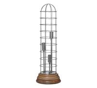 Large Industrial Table Lamp, Natural Wood Base With Visible Grain, Silver Dome Cage & Exposed Bulb Holder Interiors by Premier Silver One Size