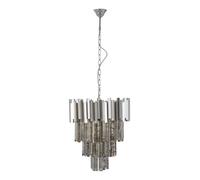 Orsina Large Nickel Painted Chandelier, Four Tier Antique Glass Statement Light, Traditional Bevelled Glass Pendant in Silver Orsina Silver