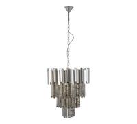Orsina Large Nickel Painted Chandelier, Four Tier Antique Glass Statement Light, Traditional Bevelled Glass Pendant