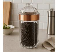 (Large) Fluted design Clear Acrylic Canister Rose Gold Rim