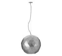 Orsina Large Silver Finish Pendant Light, Geometric Steel Ceiling Fixture With Gold Interior, Statement Pendant Lamp