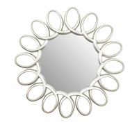 Orsina Large Wall Mirror With Petal Frame, Pewter Finish Round Mirror, Oval Accent Mirror, Decorative Mirror in Silver Orsina Silver