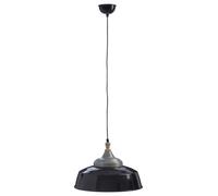 Orsina Large White Pendant Light, Bowl Shaped Iron Shade with Wooden Holder, Adjustable Ceiling Light Fixture in Black Orsina Black