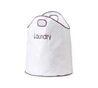 Orsina Laundry Bag With Purple Trim, Durable Fabric Hamper With Drawstring Closure And Handles, Lightweight And