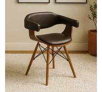 Orsina Leather Effect Beech Wood Legs Chair, Backrest Breakfast Chair, Footrest Living Bar Chair