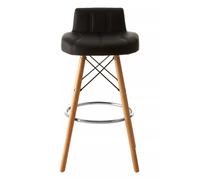 Orsina Leather Effect Seat Bar Stool, Comfortable Seating Faux Leather Bar Stool, Space-Saver Kitchen Stool in Black Orsina Black