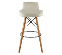 Orsina Leather Effect Seat Bar Stool, Comfortable Seating Faux Leather Bar Stool, Space-Saver Kitchen Stool in Cream Orsina Cream