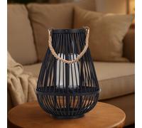 Premier Housewares Lentigo Black Bamboo Lantern Small - Size: 28 x 28 x 38cm - Wilko