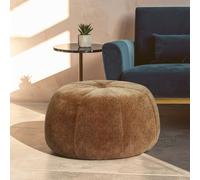 Orsina Leopard Print Pouffe, Round Velvet Footstool with Segmented Design, Luxe Occasional Seating for Living Room in Brown Orsina Brown