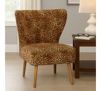 Orsina Leopard Print Velvet Chair, High Back Accent Chair With Padded Seat, Curved Shape Mango Wood Frame