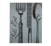 Orsina Let's Eat Wall Plaque, Bold Typography Design With Rustic Wooden Finish, Inviting Decorative Sign in Blue Orsina Blue