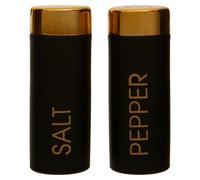 Liberty Salt and Pepper Shaker Set, Black Enamel, Gold Finish Lid