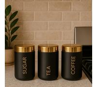 Maison By Premier Black and Gold Canisters - Set of 3, Black