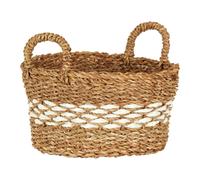 Orsina Lidi Round Seagrass Basket, Woven pattern in Natural Orsina Natural