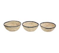 Orsina Lidi Set Of 3 Palm Leaf Baskets With Black Trim in Natural Orsina Natural