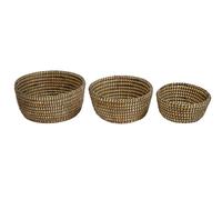 Orsina Lidi Set Of Three Straw Baskets With Black Detail in Natural Orsina Natural