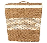 Premier Housewares Natural Tapered Seagrass Basket With Lid Woven Storage Basket With Removable White Liner Eco Friendly Hamper Basket Picnic Basket 48x48x38