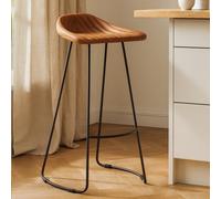 Orsina Light Brown Leather And Iron Stool