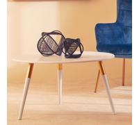 Orsina Light Grey Coffee Table, Triangular Large End Table, Long Lasting Round Top Coffee Table for Indoor, Outdoor Orsina Grey