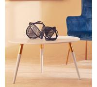 Premier Housewares Light Grey Coffee Table | Scandinavian Design Round Coffee Table for Livingroom | Versatile Sturdy and Reliable Round Coffee Table