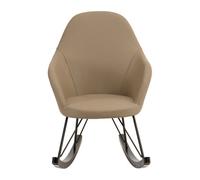 Orsina Light Grey Faux Leather Rocking Chair, Oak Veneer Runners & Lattice Base, Contemporary Accent Chair