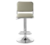 Orsina Light Grey Seat And Chrome Base Bar Stool, Adjustable Height Kitchen Bar Stool, Footrest Swivel Barstool