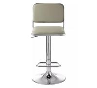 Interiors by Premier Light Grey Seat and Chrome Base Bar Stool, Adjustable Height Kitchen Bar Stool, Footrest Swivel Barstool Premier Housewares Beige One Size