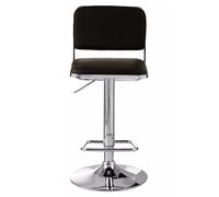 Orsina Light Grey Seat & Chrome Base Bar Stool, Adjustable Height Kitchen Bar Stool, Footrest Swivel Barstool in Black Orsina Black