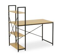 Orsina Light Yellow Desk With Black Metal Frame & Shelves, Shelf Unit With Open Frame Structure, Ideal For Office Orsina Yellow
