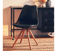 Orsina Lightweight Retro Chair, Backrest Retro Chair, Space-Saving Kitchen Chair, Easy to Clean Lounge Chair in Black Orsina Black