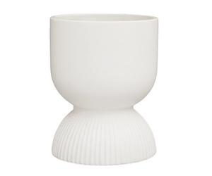 Orsina Lightweight White Planter, Durable Ceramic Construction Outdoor Pot, Cylindrical Design Flower Planter
