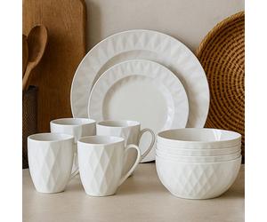 Orsina Livorno 16 Pc Embossed Geo Dinner Set
