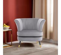 Orsina Loretta Velvet Scalloped Chair in Grey Orsina Grey