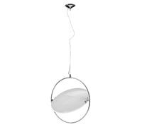 Orsina Lunar Large Pendant Light, Contemporary White Glass Shade With Chrome Fitting, Modern Ceiling Light Fixture