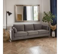 Orsina Luxe 3 Seater Grey Velvet Sofa, Lounge Couch With Scatter Cushions, Sofa Seat With Slim Armrests, Velvet Couch Orsina Grey