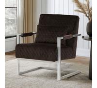 Orsina Luxe Black Velvet Armchair With Chrome Frame, Quilted Accent Lounge Chair For Living Room