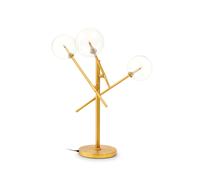 Orsina Luxe Brass Finish Table Lamp, Three Bulb Table Light With Glass Spherical Shades, Metal & Glass Table Lamp in Gold Orsina Gold