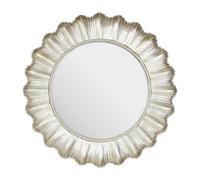 Orsina Luxe Champagne Finish Scallop Wall Mirror,decorative Round Mirror With Rope Detail,metallic Dressing Mirror