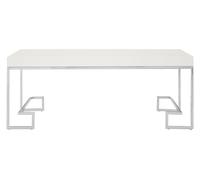 Orsina Luxe Chrome Angled Legs Coffee Table With White Gloss Top, Decorative Display Table, Shiny Rectangular Table Orsina White