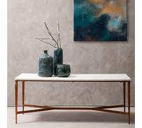 Orsina Luxe Design White Marble Top Coffee Table, Decorative Table For Livingroom, Durable Modern Coffee Table Orsina White