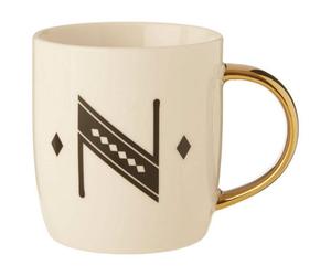 Orsina Luxe Diamond Deco N Letter Monogram Mug,bone China Travel Mug,personalized Ceramic Coffee Cup,classic Cup