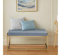 Orsina Luxe Gold And Powder Blue Bench, Stylish Garden Bench For Outdoor, Accent Dining Bench For Diningroom