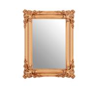 Orsina Luxe Gold Wall Mirror With Floral Corners & Ridged Frame, Decorative Square Mirror, Statement Wall Mirror