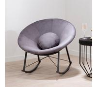 Orsina Luxe Grey Rocking Chair, Textured Velvet Upholstered Armless Chair For Reading, Sturdy Retro Design Seat