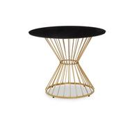 Orsina Luxe Hourglass Dining Table With Black Glass And Gold Base,stylish Lounge Table, Patio Table, Kitchen Table
