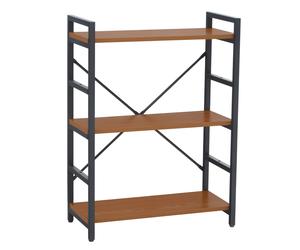 Orsina Luxe Light Yellow 3-Tier Shelf Unit with Black Metal Frame, Bookcase For Home Office, Stylish Display Unit in Red Orsina Red